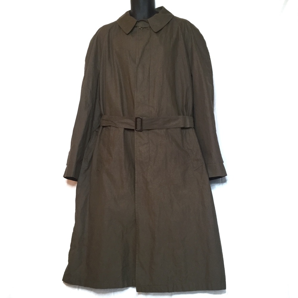 JOS. A. BANK Dark Khaki Trench Coat Removable Lining Full Length Belted Size 46L